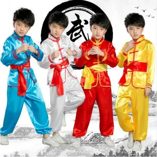 (0102) Hot Sale Children's Martial arts performance costumes girls and boys Kung Fu Long Sleeve taiji folk dance clothing
