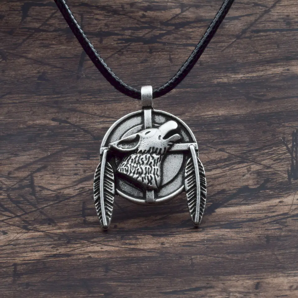 

12pcs Norse Vikings wolf Pendant Necklace Male Punk Lucky Charm animal jewelry