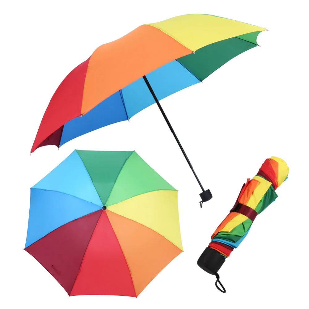 Buy Colorful Anti UV Umbrella Rain Women Three folding