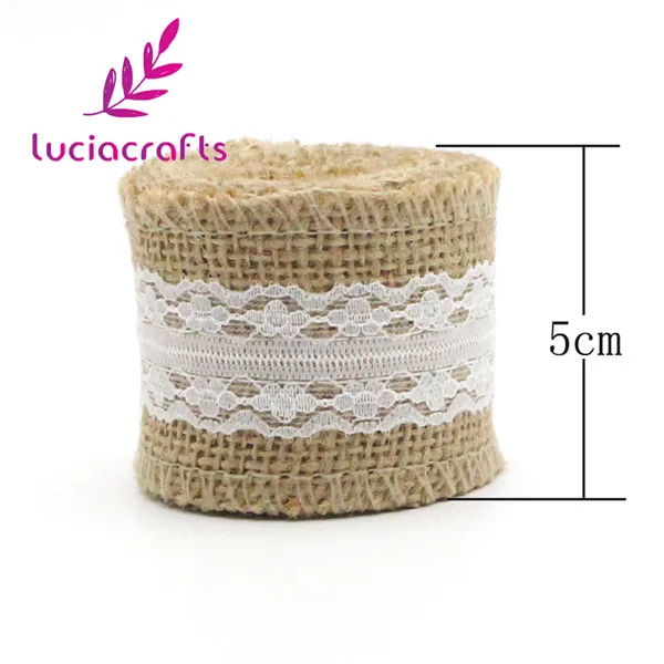 Lucia crafts 2y/lot 5-6 см лента из натуральной джутовой мешковины с кружевной льняной отделкой джутовые DIY Свадебные мероприятия вечерние принадлежности для торта V0602 - Цвет: Type 10 5cm