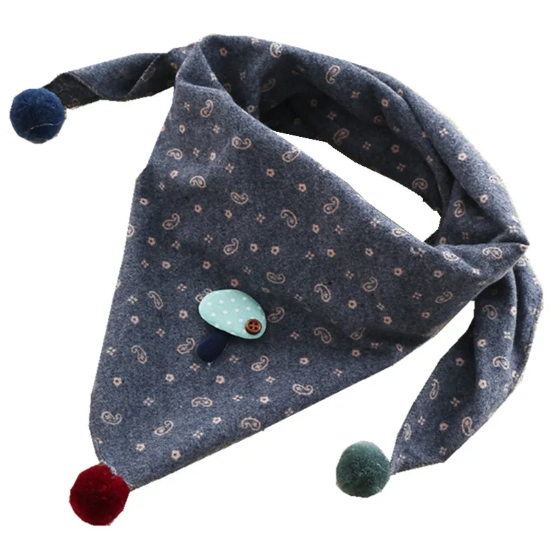 

Girls Towel Scarf Flower Print Cotton Shawls Spring Children Scarf Collar Autumn Winter Baby Triangle Scarf