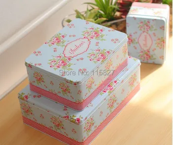 

Free Shipping!2014New 3pc/set Jumbo size Metal Tin Case Sweety Cake Box Cookie box Blue Lover Storage container Rectangle Box