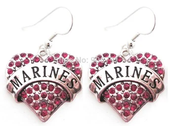

Newest Styles rhodium plated Marines Red Crystal Heart Earrings(E100072),30pair a lot