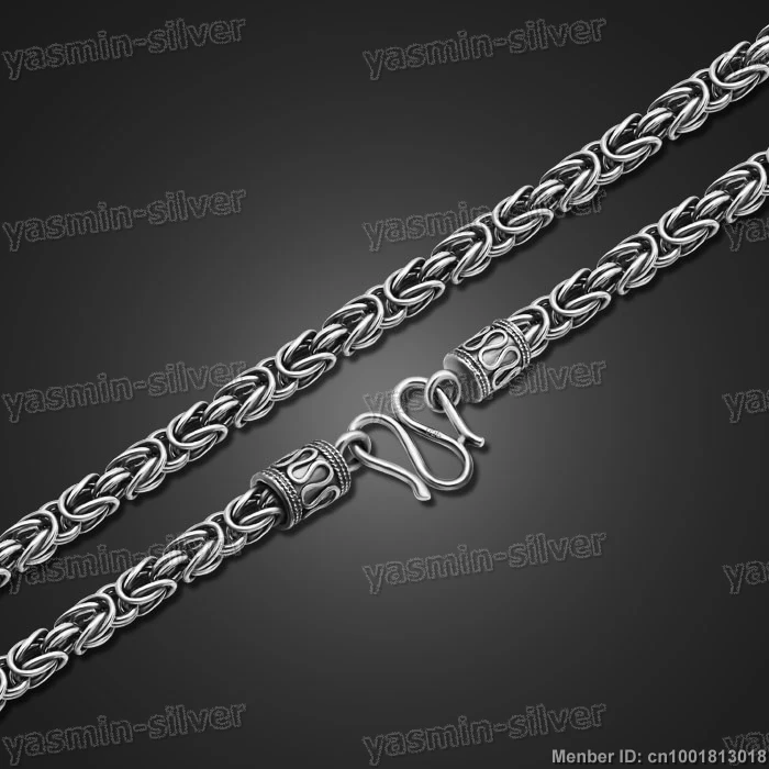 6mm Vintage 925 Sterling Silver Thai Silver Rope Chain Men's Necklace