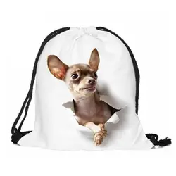 5 шт. (унисекс рюкзаки 3D печать сумки шнурок рюкзак (белая собака) 39*30 см