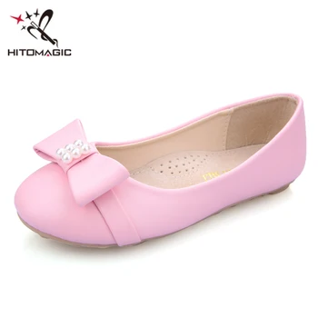 

HITOMAGIC Girls Leather Shoes 2018 Spring Princess Shoes For Girls Big Kids Summer Footwear Sandals Bow High Quality For Wedding
