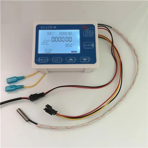 ZJ-LCD-M контроллер+ датчик температуры+ 1/" Датчик потока+ клапан+ блок питания для воды для измерения объема жидкостей