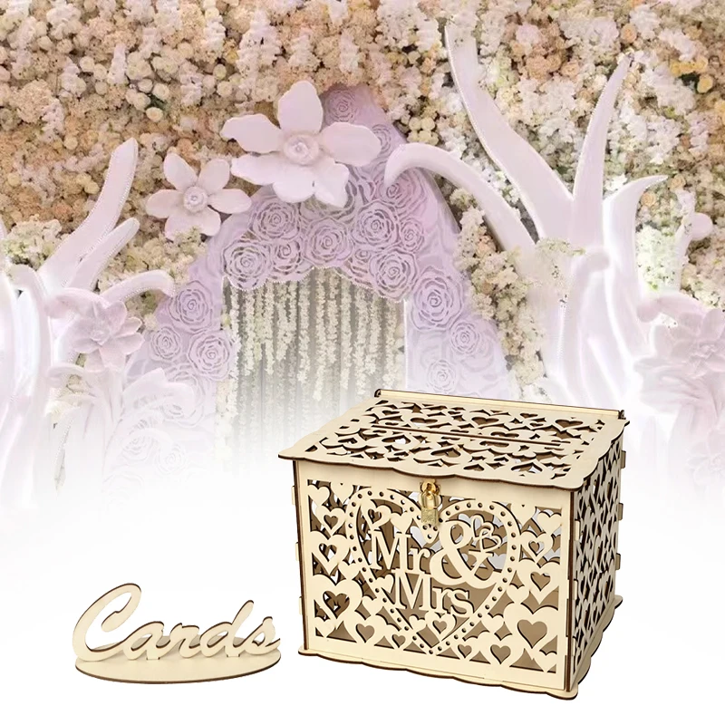 Свадебный подарок открытка деревянная коллекция деревянная копилка с замком красивые свадебные украшения принадлежности для дня рождения