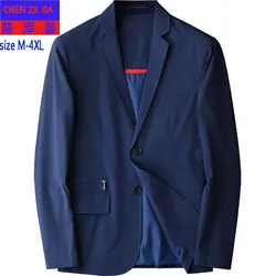 Новое поступление модные высокое качество шелк скользкой анти морщинистая ткань синий костюм мужской молодежной Весна Для мужчин пальто
