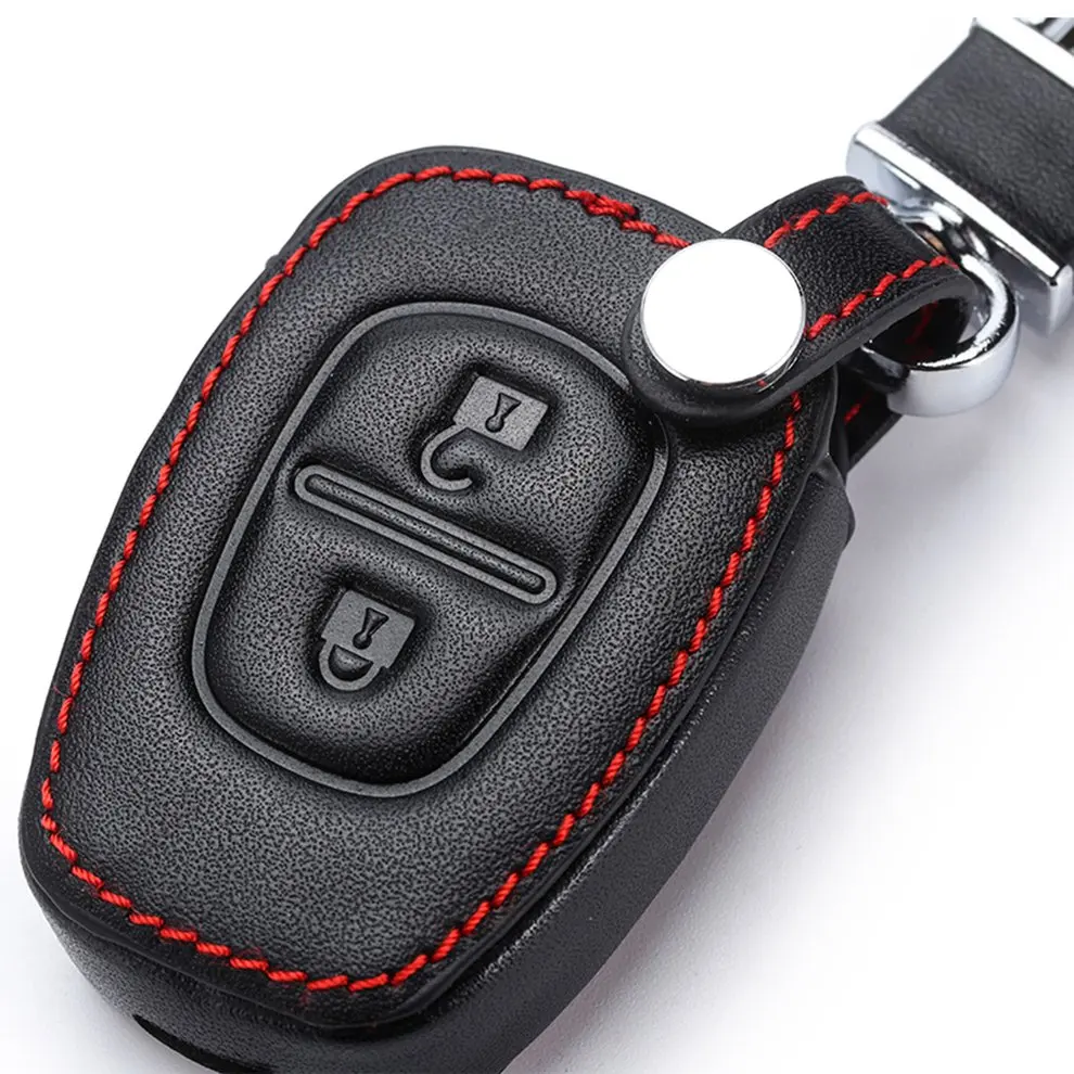 

Mini Black Car Leather Key Holder Remote Cover Case Keyless Entry Remote Control Fob Cover Keychain For Renault