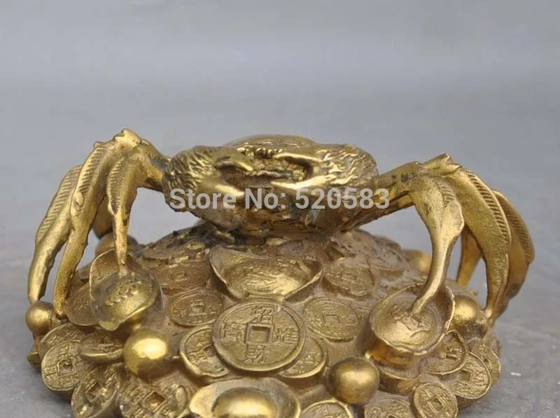 

Chinese fengshui copper brass wealth yuanbao money coin sea Crab lucky statues