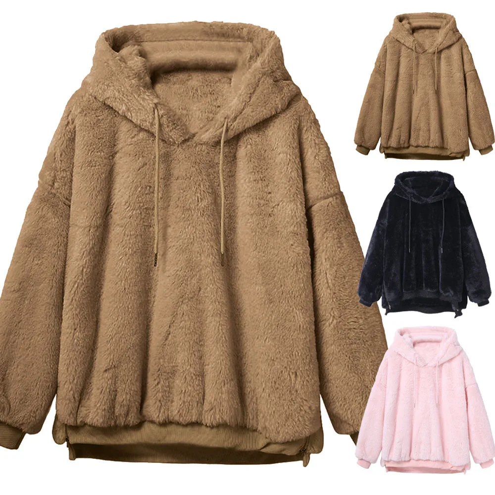 discounted #4 DROPSHIP 2018 HOT Fashion Womens Winter Warm Fluffy Coat Fleece Fur Outerwear Sweatshirt Coat F