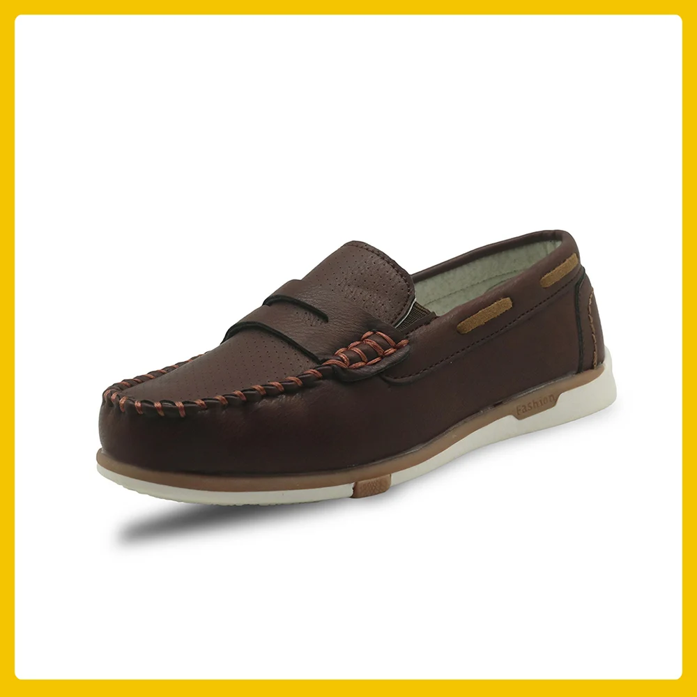 Apakowa/# Buy 2 Get 1 Free# Boys; Лоферы без шнуровки; детская повседневная обувь на липучке для школы; кроссовки с низким верхом; модельные туфли - Цвет: 626-Brown