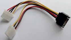 10 шт. --- 15Pin SATA 2 Dual 4Pin IDE Molex Мощность привести Y Splitter кабель Шнур 18AWG провода 20 см