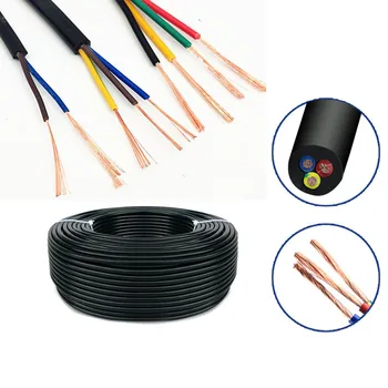 

24 AWG 0.2MM2 RVV 2/3/4/5 Cores Copper Wire Conductor Electric RVV Cable Black soft sheathed wire