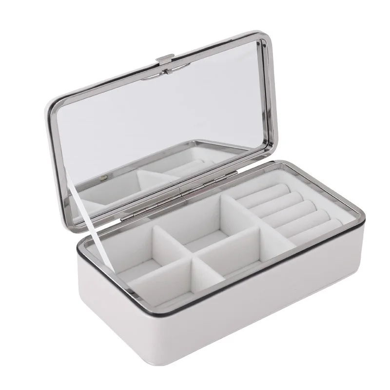 Guanya Jewelry Organizer Gift Box Necklace Earring Holder Packaging Display Case Travel Portable Box Ring Box with Mirror