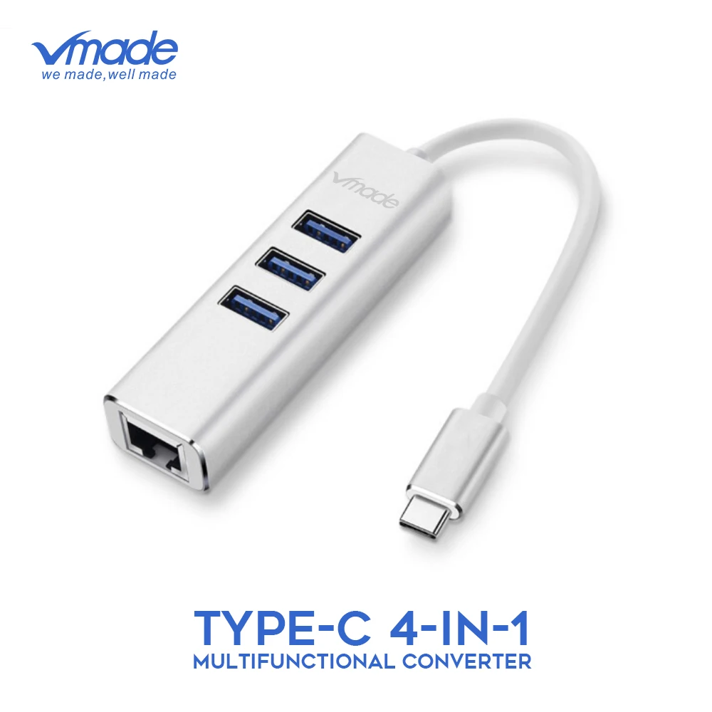 4 в 1 Мини USB 3 0 высокоскоростной порта usb хаб RJ 45 гигабитный Ethernet адаптер type c для