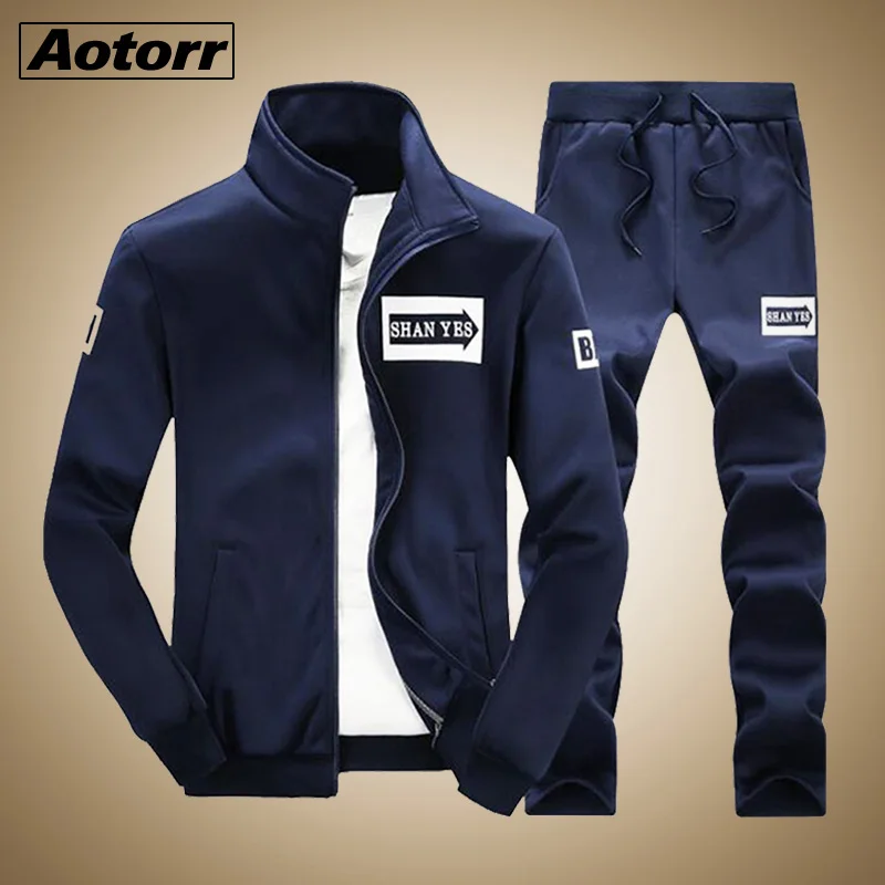 

Mens Clothing Autumn Winter Stand Collar Jacket Men Two Piece Sweatshirt Outwear Brand Causal Sportwears Male Tracksuit Coat
