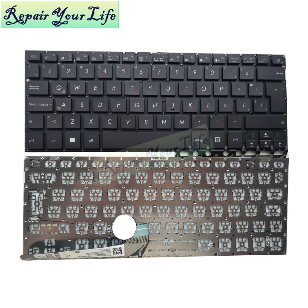 Teclado para Notebook Latino e Inglês Retroiluminação para Asus Ux430 Ux430u Ux430ua Ux430uq Ux430uar 9z.nbxbw.f0u 0knb02627uk00 2627la00 - Imagem 3