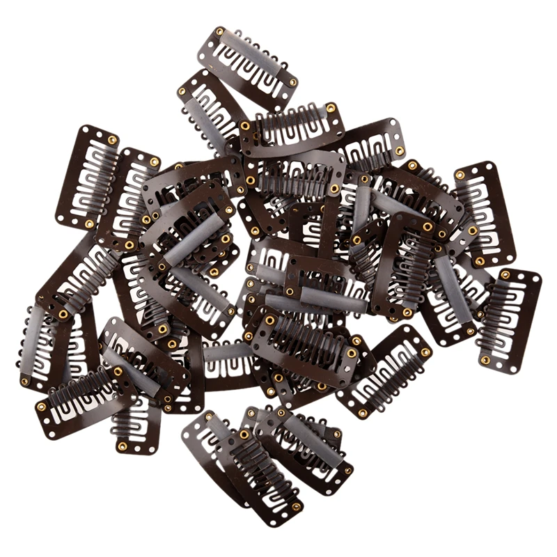 

50pcs Brown Snap Clips U-shape Metal Clips for Hair Extensions DIY