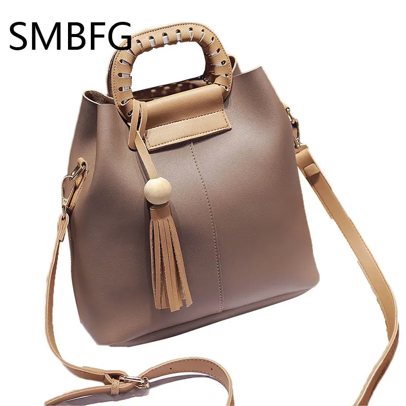 women leather handbags New Tassel Hard Handle Female Shoulder Bags