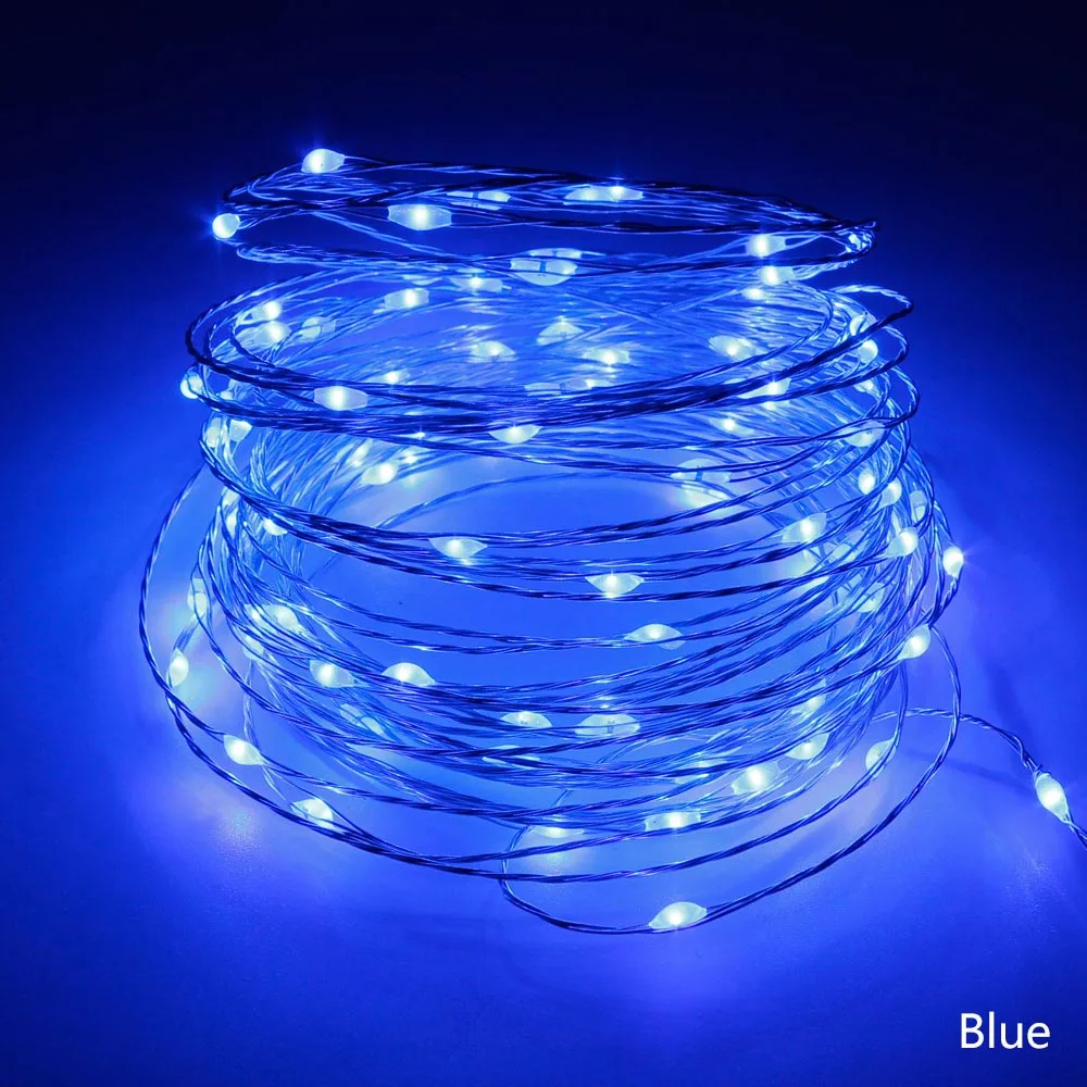ANBLUB 5 м 10 м Медный Серебряный провод USB светодиодный гирлянды водонепроницаемый праздничное освещение для сказочных рождественских свадебных вечеринок украшения - Испускаемый цвет: Синий