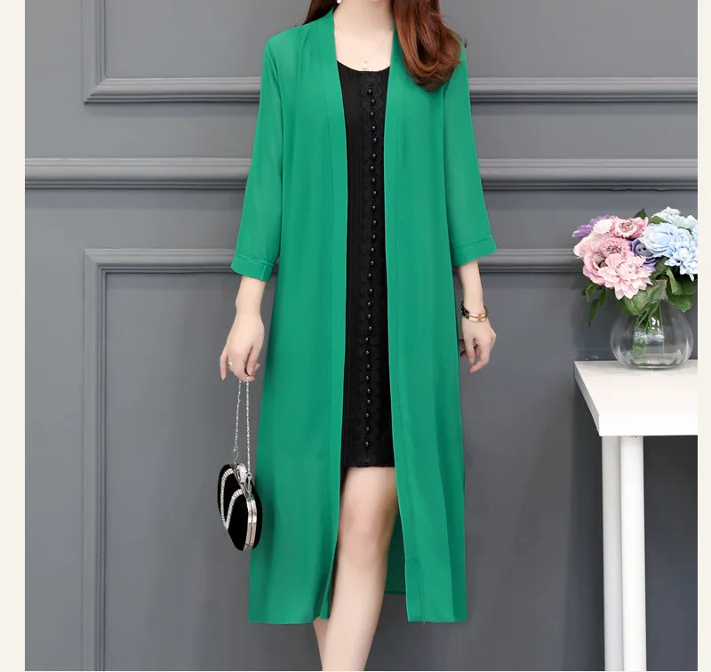 

Sunscreen Women's Summer 2019 Korean Edition Mid-long Chiffon cardigan shawl thin jacket large size beach shirt sunscreen suit