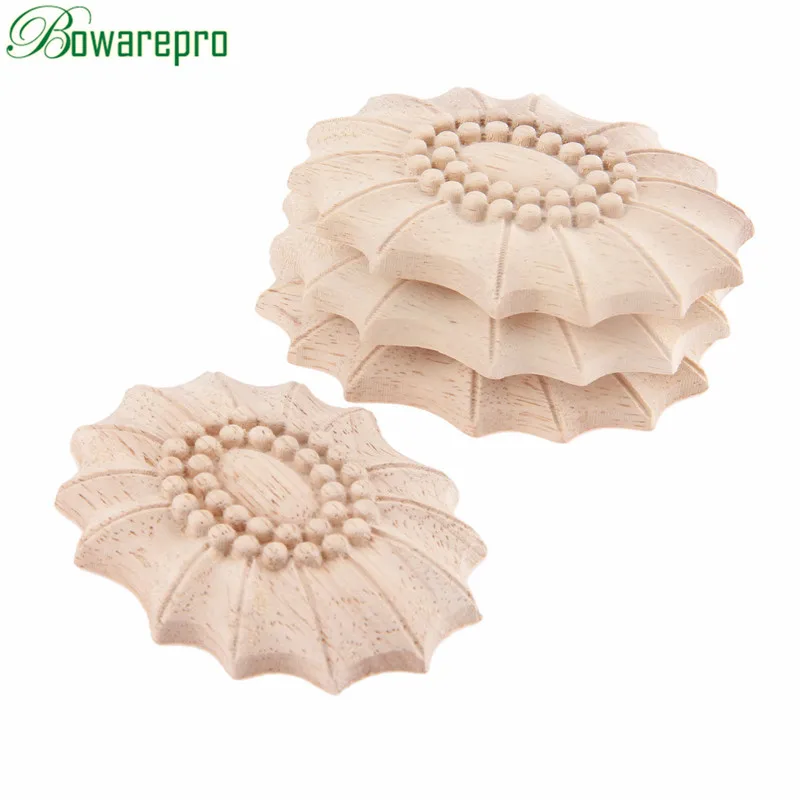 

bowarepro 4PCS 9*6.5CM Vintage Unpainted Wood Carved Decal Corner Applique Frame For Furniture Cabinet Decal Crafts Decorative