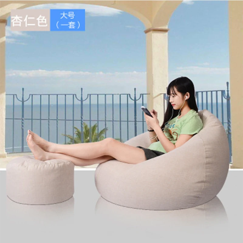 Bean Bag Cover Lounger Sofa Chairs Ottoman Set Outdoor Pouf Puff Seat Living Room Furniture without Filling Lazy Beanbag Beds