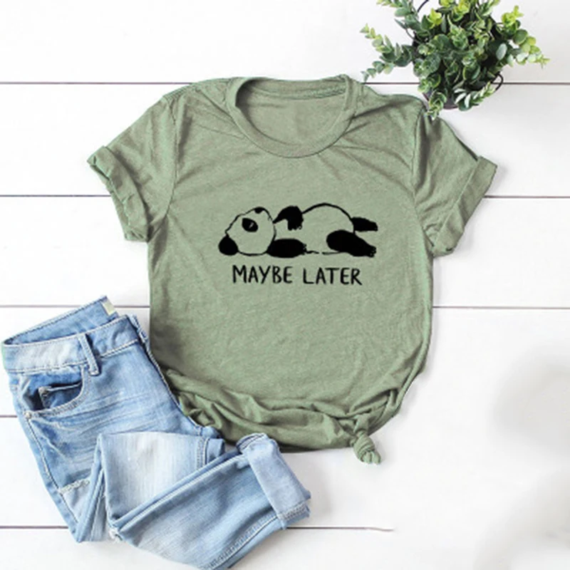 

Summer Fashion T Shirt Women Large Size Loose O-neck Kawaii Clothes Panda Prints Chinese Style Women TShirt