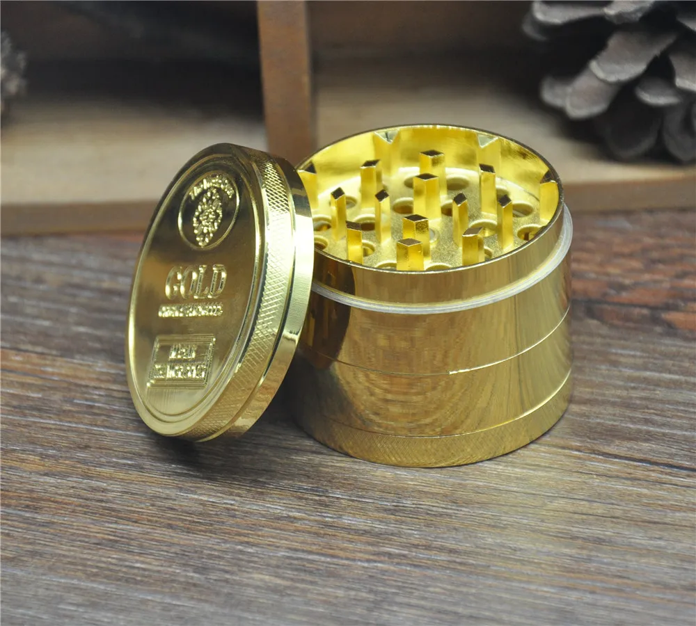 1pc 4 parts GOLD zinc alloy metal herb grinder spice/tobacco/ grinder