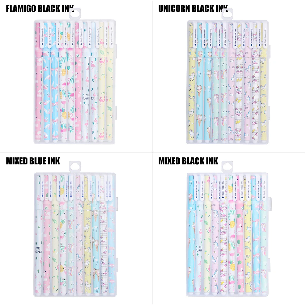 

10pcs/set Flamingo Unicorn Ball Point Pen Multi Colors Pen Set Cute Cartoon Ballpoint Student Office Stationery