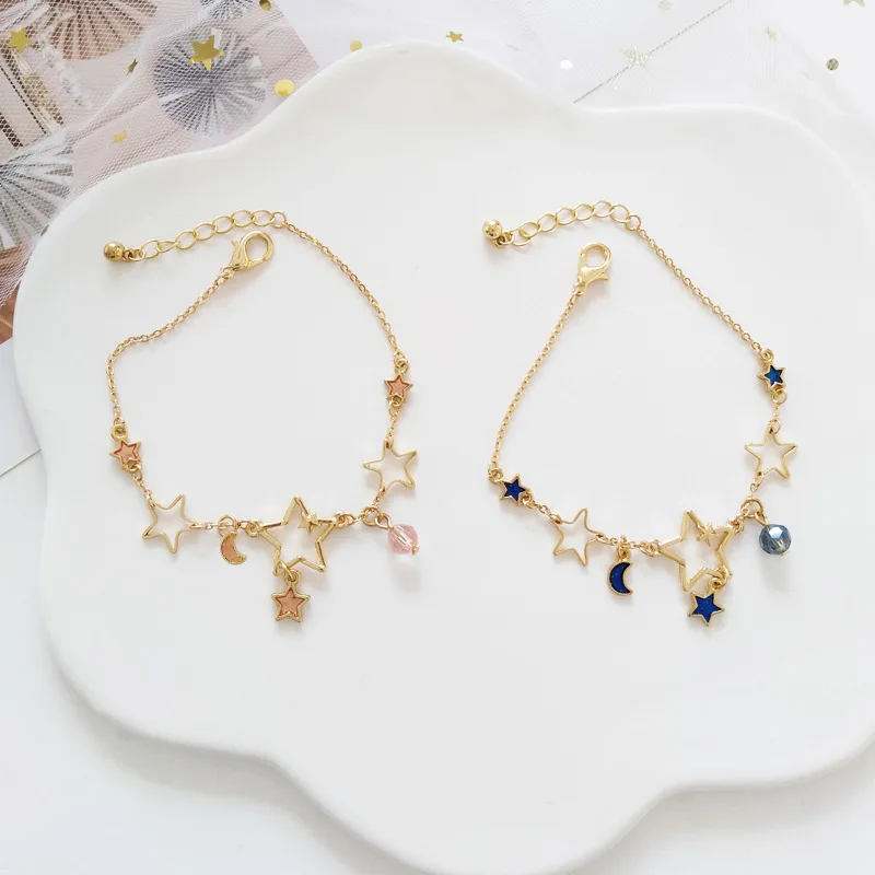 

Korean Japan Moon Star Starry Sky Sweet Cute Chain & Link Bracelets Girls Woman Fashion Jewelry Gifts Summer Holiday-YBYBL001F