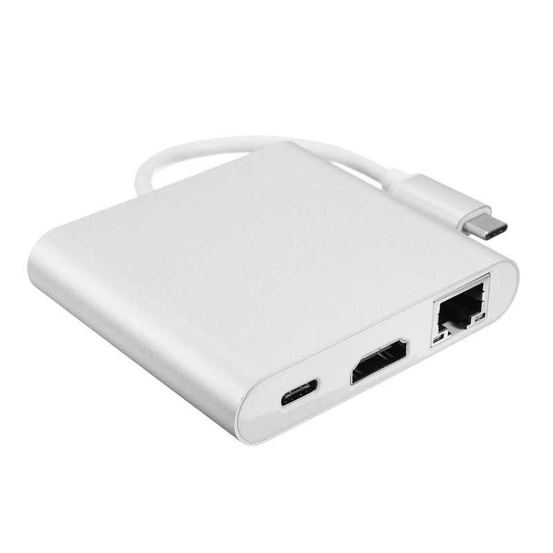 

Portable 4 In1 USB Type-C 4K/2K HDMI RJ45 Hub PD Charger Converter Lan Adapter External USB-C Type-C Network Card USB Ethernet