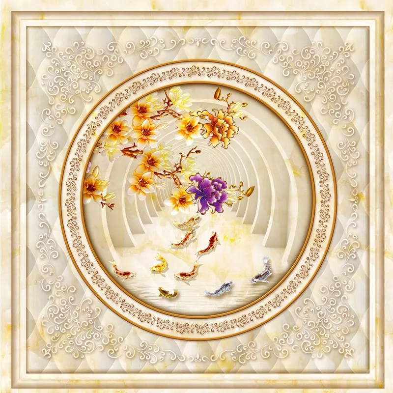 Free shipping photo Magnolia stone pattern parquet 3D floor bathroom floor custom living room wallpaper mural flooring