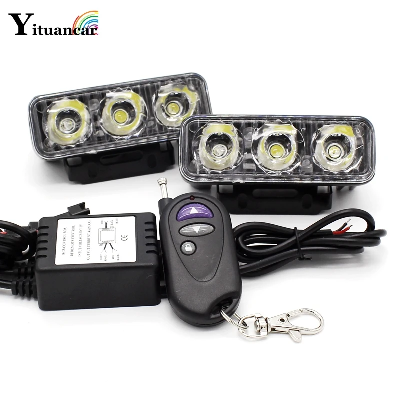 

Yituancar 2x LED Strobe Flash Warning DRL Daytime Running Light Car Fog Work Lamp Source Waterproof 48W 12 Modes Dynamic Styling