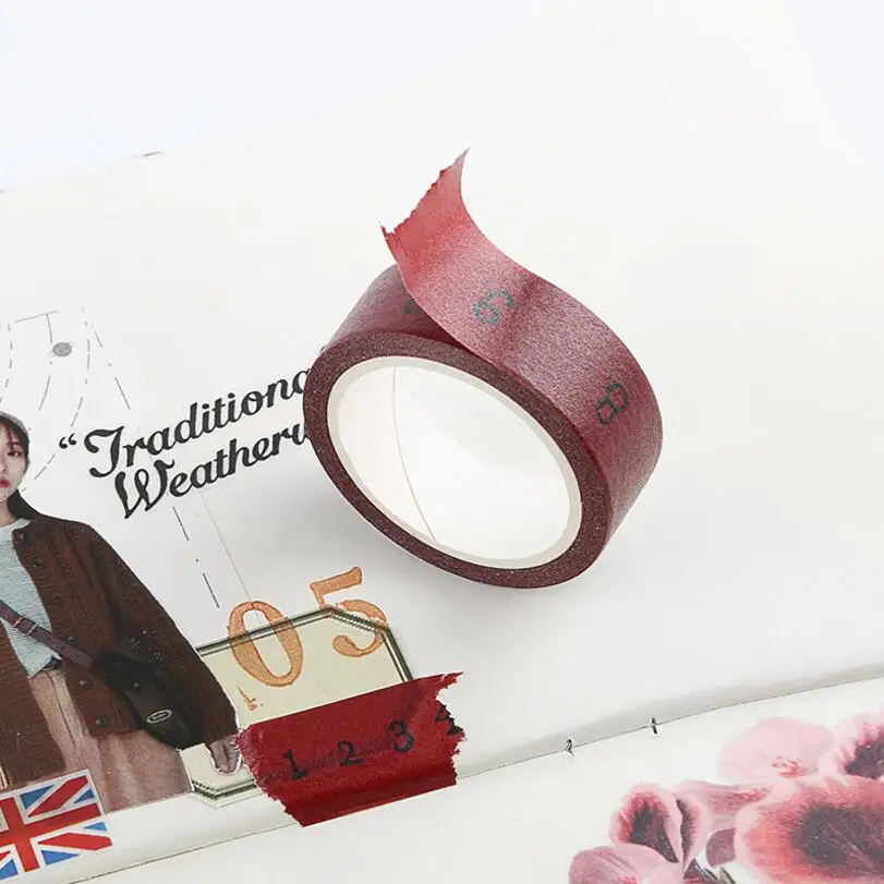 

15 mm*7 m Red enchantment Number Adhesive Tape Diary Kawaii Scrapbooking DIY Craft Sticky Deco Japan Masking Washi Tape