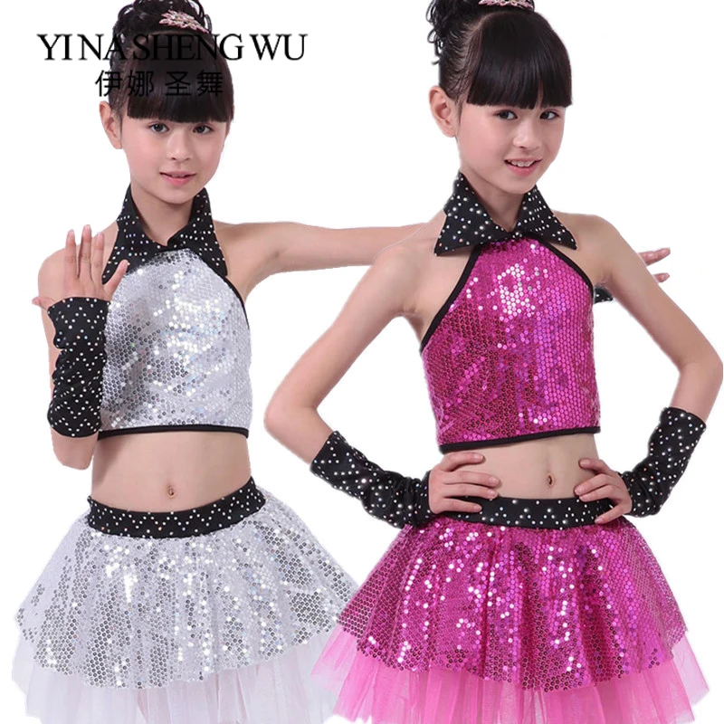 Jazz Dance Costumes Children Sequin Modern Dance Costume Girls Fashion Sequins Performance Costumes Jazz Street Modern Dance Set