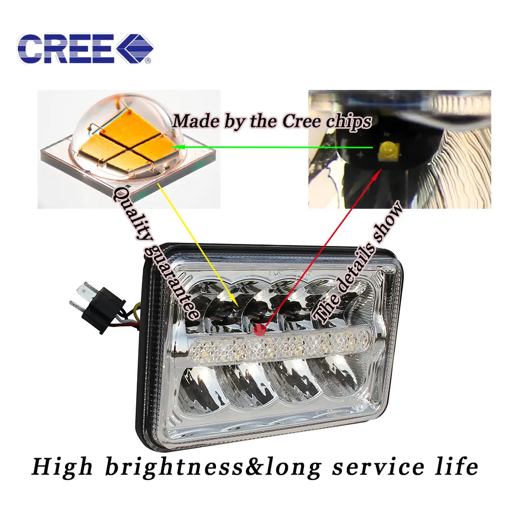 COLIGHT 4X6 фара с белыми ангельскими глазами 44 Вт Led 12В 24В Авто 1800Lm 2150Lm Ip68 ДЛЯ Kenworth