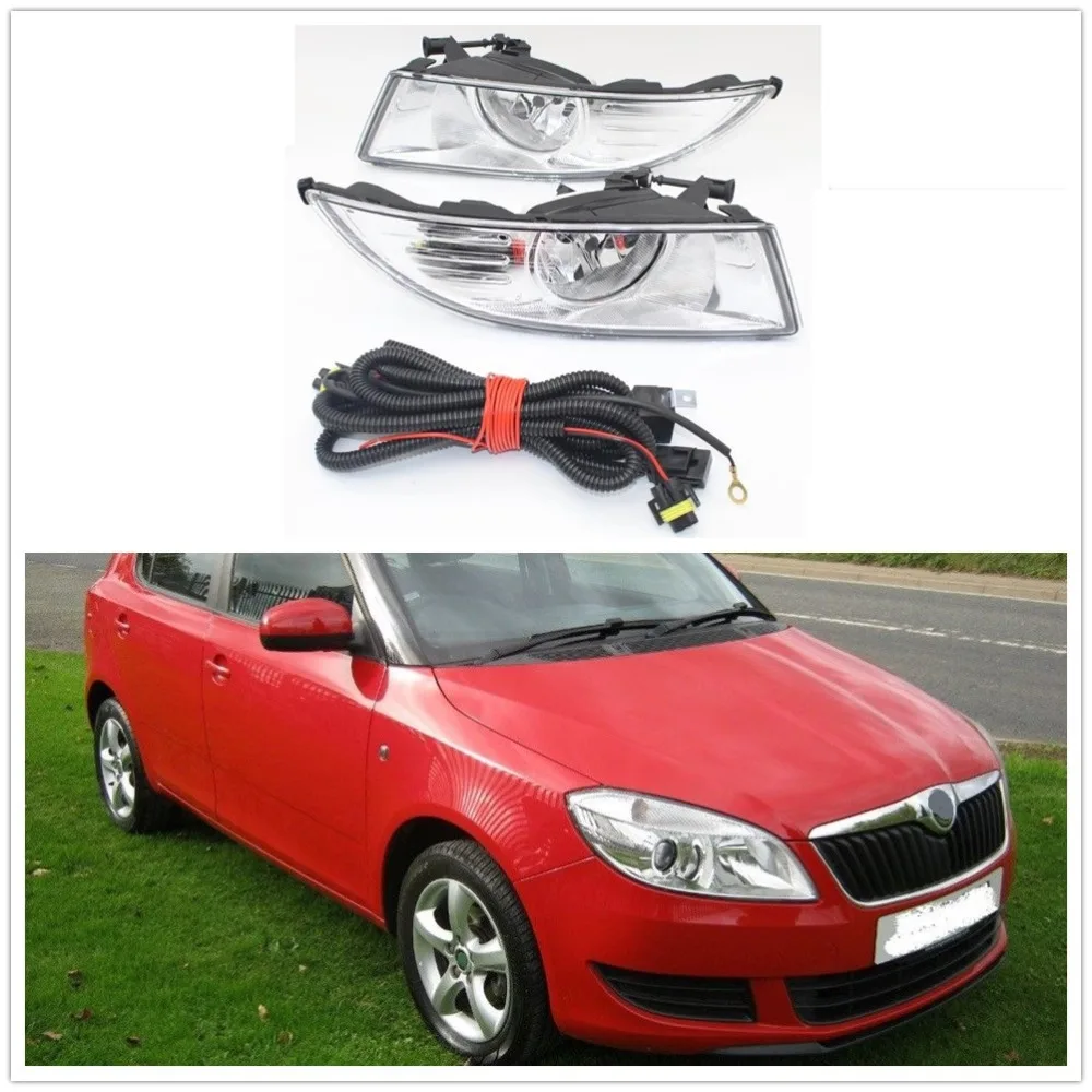 

2pc X Car Fog Light For Skoda Fabia MK2 5J 2011 2012 2013 2014 2015 Car-styling Front Fog Lamp Fog Light With Wire And Bulbs