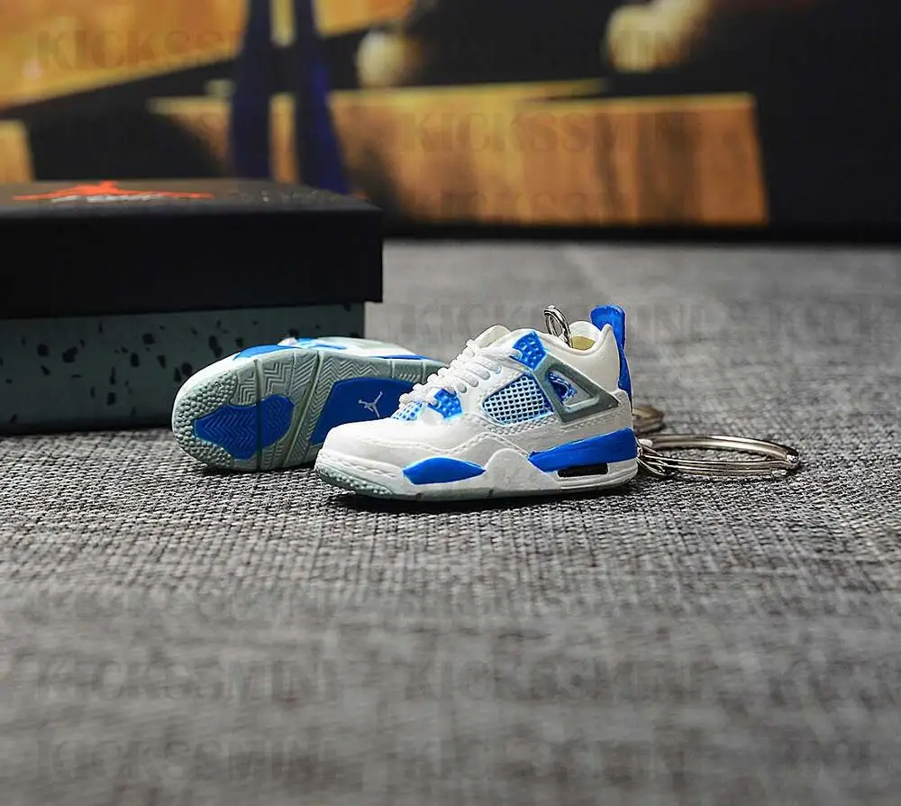 

dropshipping AJ 4 ”Military Blue” sneaker keychains 1/6 SCALE 3D Mini Sneaker JORDAN keychain doll accessory