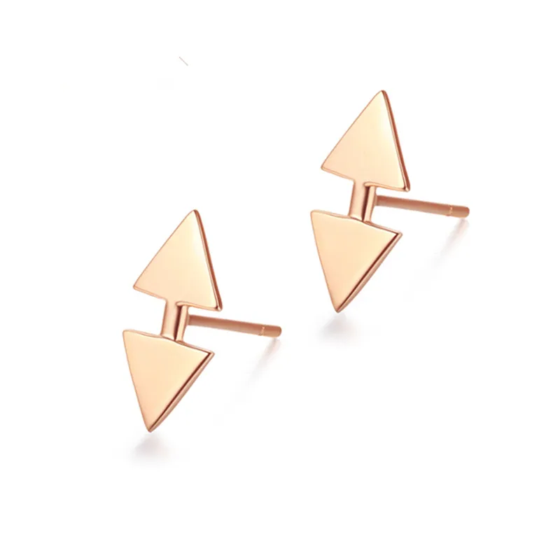 

VOJEFEN 18K Rose Gold Double Triangle Stud Earrings Fashion Double Triangle Gold Stud Earrings for Women Jewelry Making 2019