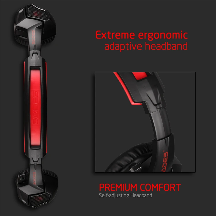 SADES Spirit Wolf 7.1 Surround Sound Stereo USB Gaming Headphone with Mic Breathing LED Light For PC Gamers Black BLUE AND RED (11)