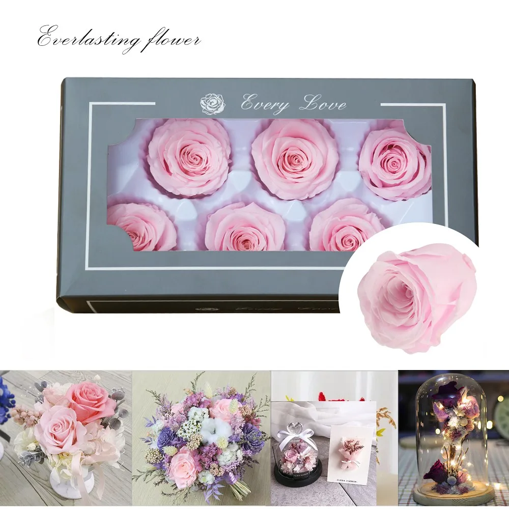 26 цветов, сохраненные свежими цветами, 6 шт./партия, 5-6 см, натуральный, всегда розовый цветок, уникальный подарок на день Святого Валентина, свадебные украшения