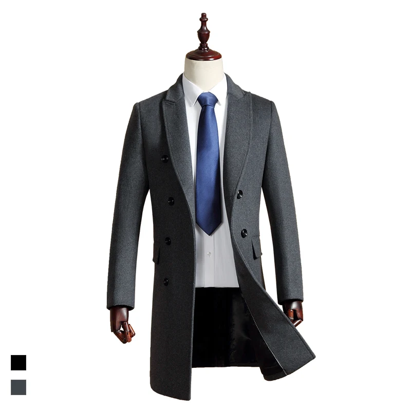 2017 новые мужские шерстяные пальто кашемировая куртка Мужская длинная Мода