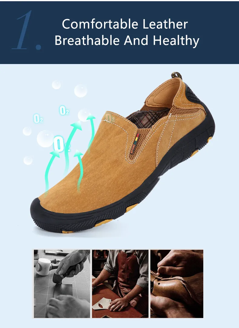 DESERT RAM Brand Non Slip Shoes Casual Shoes Genuine Leather Loafers Men Breathable Flats Men Waterproof Loafers Anti-Collision (2)