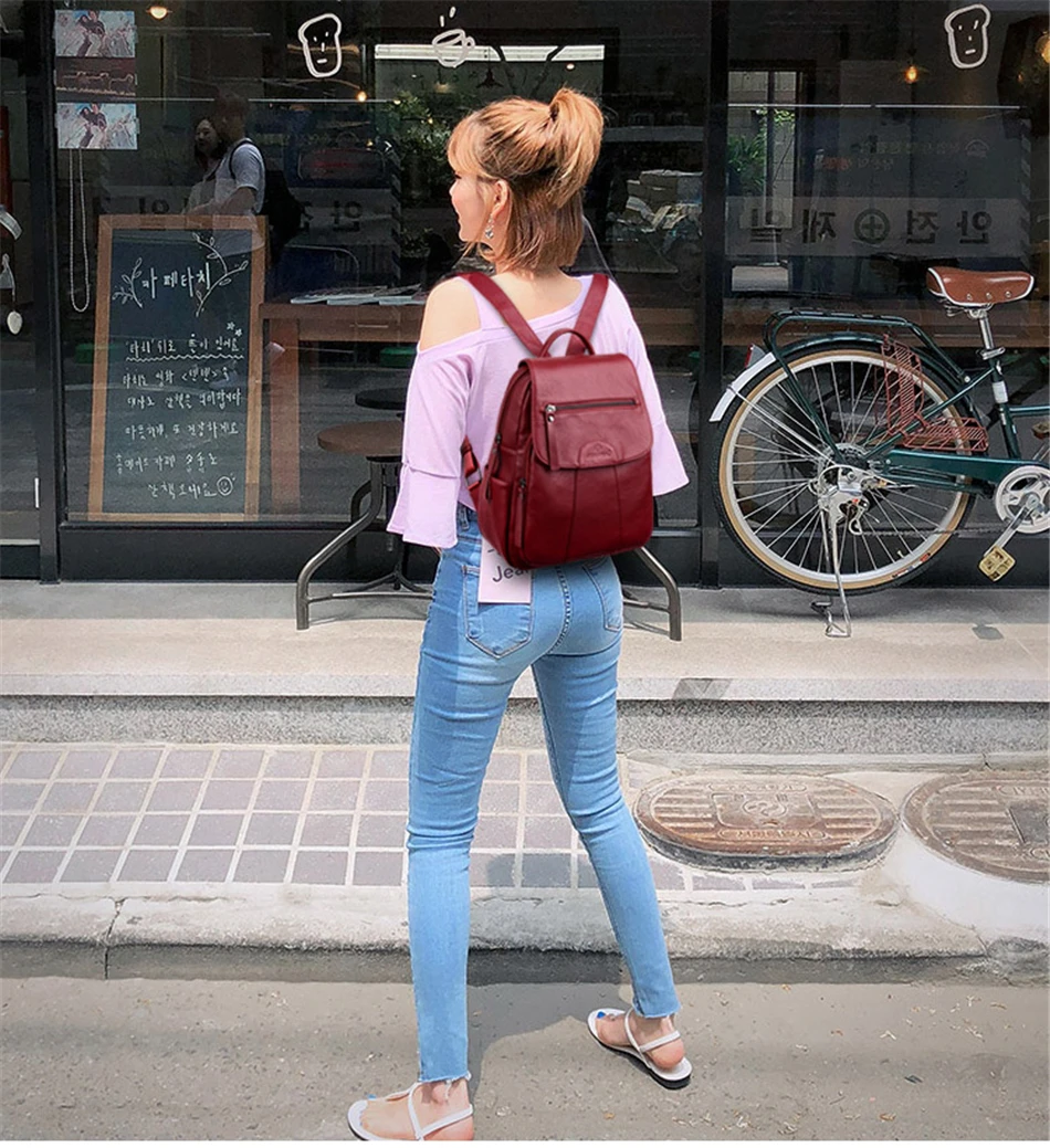 LONOOLISA для женщин кожаный рюкзак Высококачественная мочила Feminina элегантный дизайн школьные ранцы для подростков обувь девочек путешествия