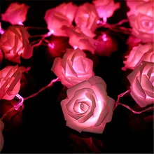 Цветок розы фестон светодиодный светильник s 20 светодиодный s струнный светильник s рождественские комнатные украшения для дома на День святого Валентина Сказочный светильник