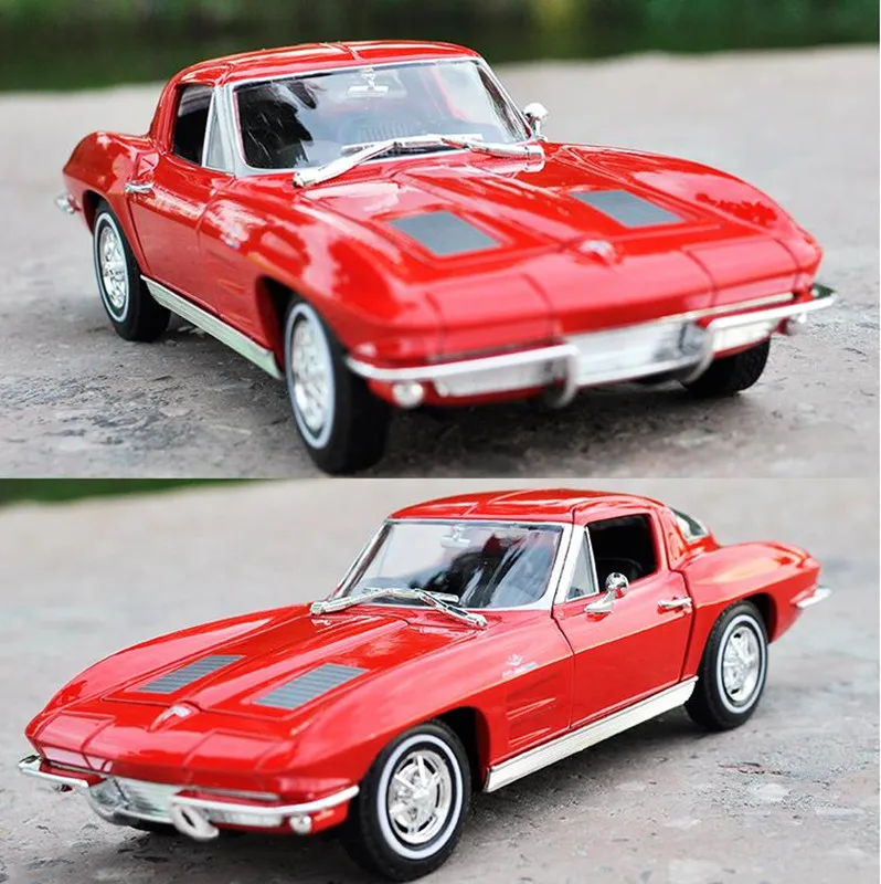 Chevrolet Corvette 1963,1: 24 передовая модель автомобиля из сплава, литая под давлением Металлическая Модель игрушечных автомобилей Коллекционная модель