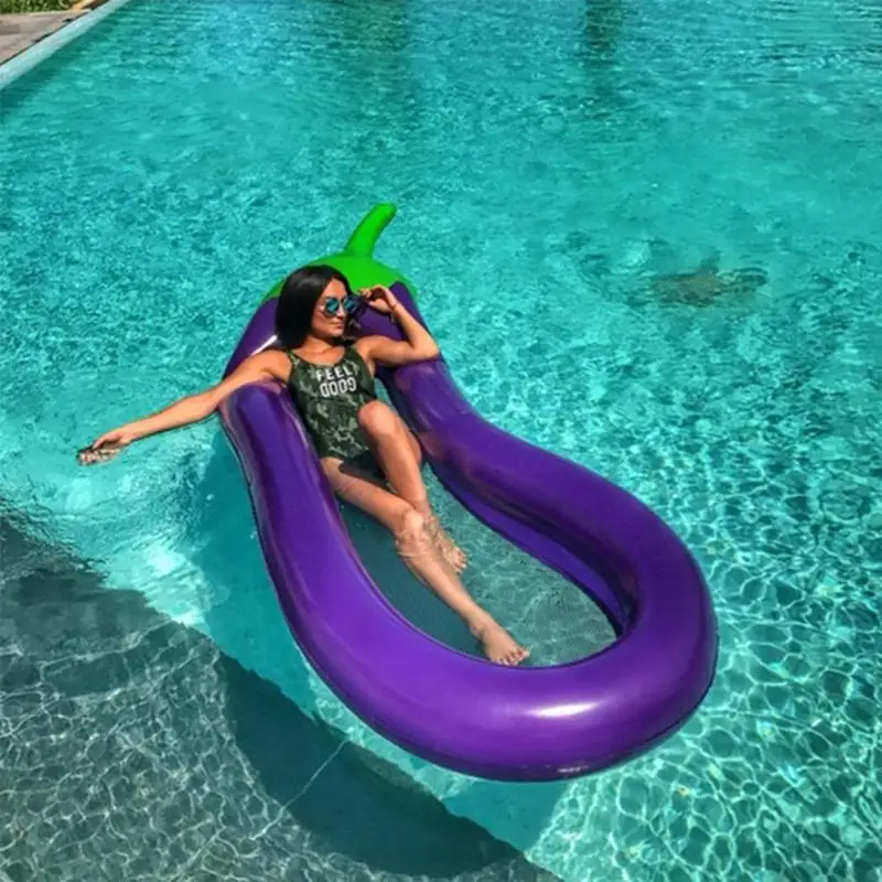

Summer Swimming Pool Floating Inflatable Eggplant Mattress Swimming Ring Circle Island Cool Water Party Toy boia piscina